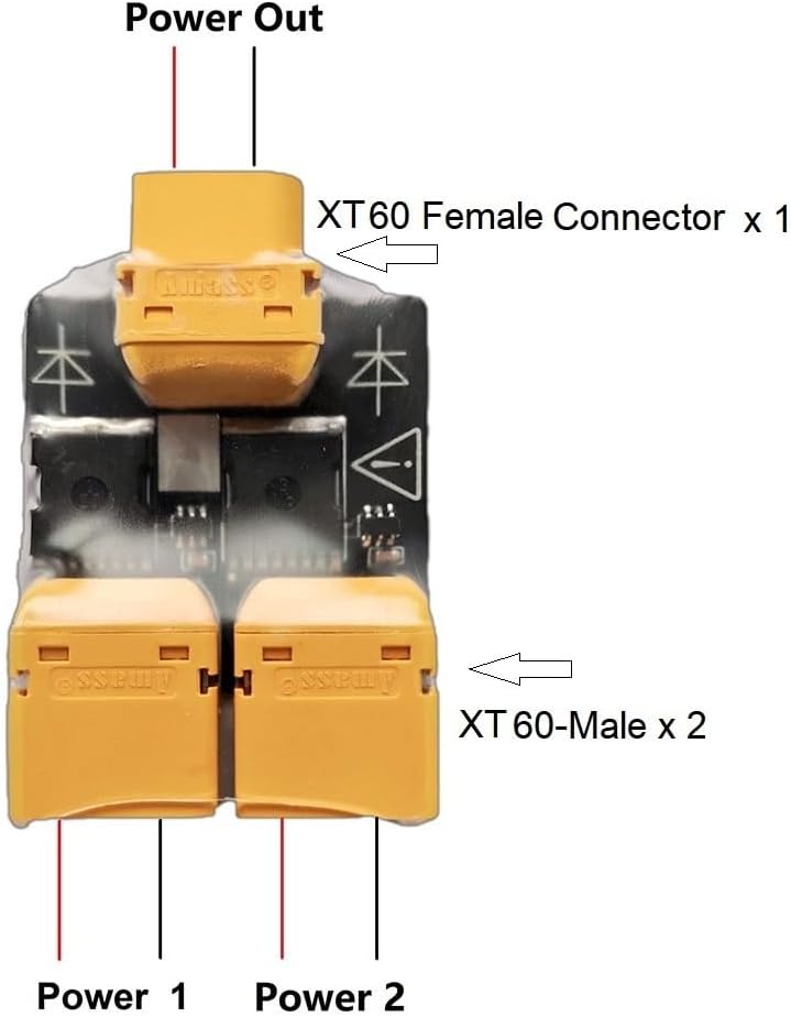 Placa paralela AB50 XT60 50A con conmutación automática
