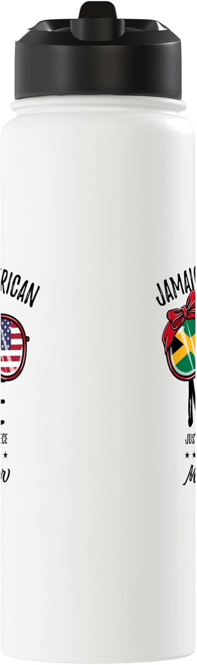 Botella de agua acero inoxidable aislada herencia jamaicana