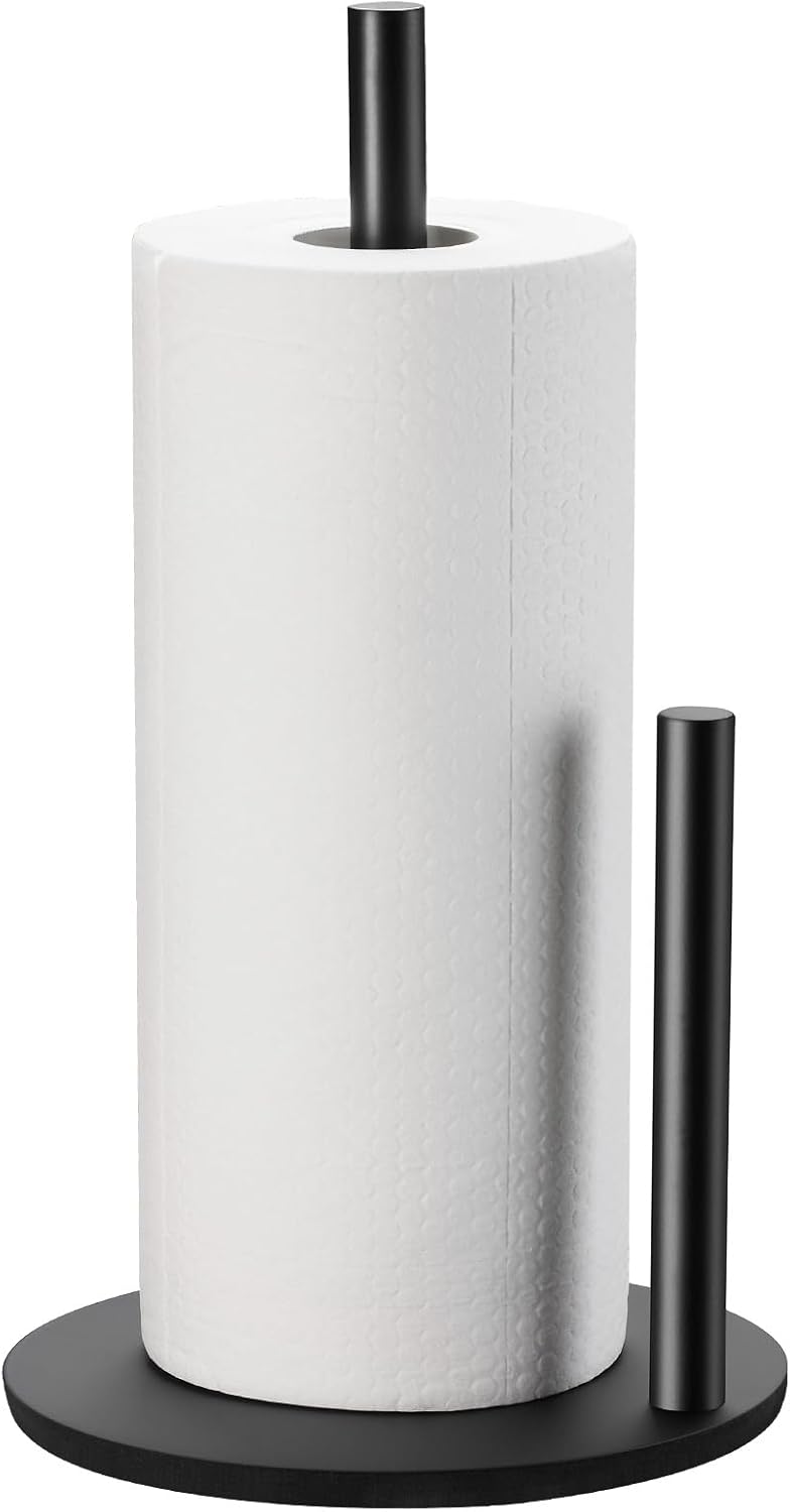 Soporte toallas papel acero inox encimera base pesada negro