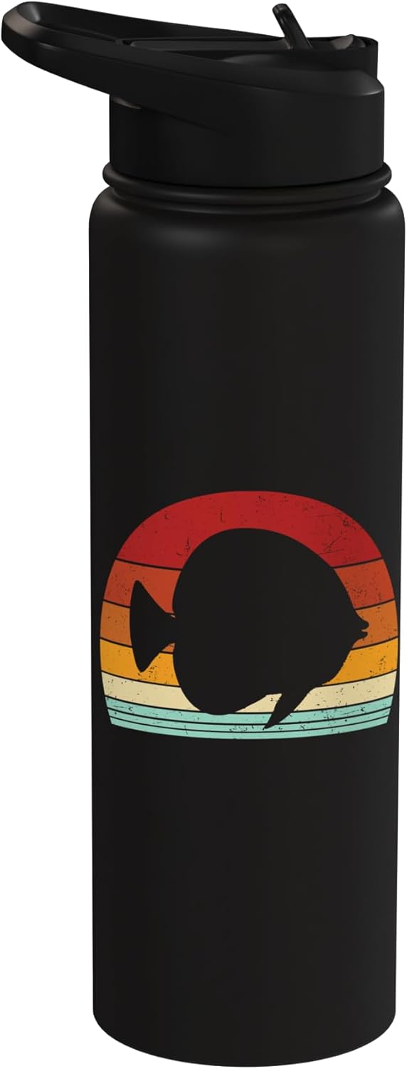 Bottella de agua aislada de acero inoxidable amarillo retro