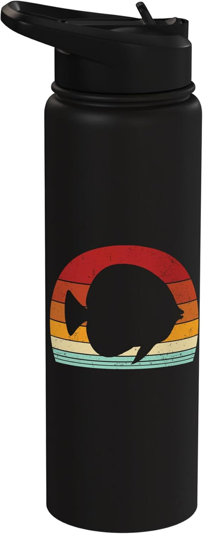 Bottella de agua aislada de acero inoxidable amarillo retro
