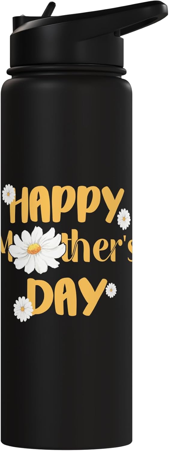 Botella agua acero inox aislada diseño floral para hijos e hijas