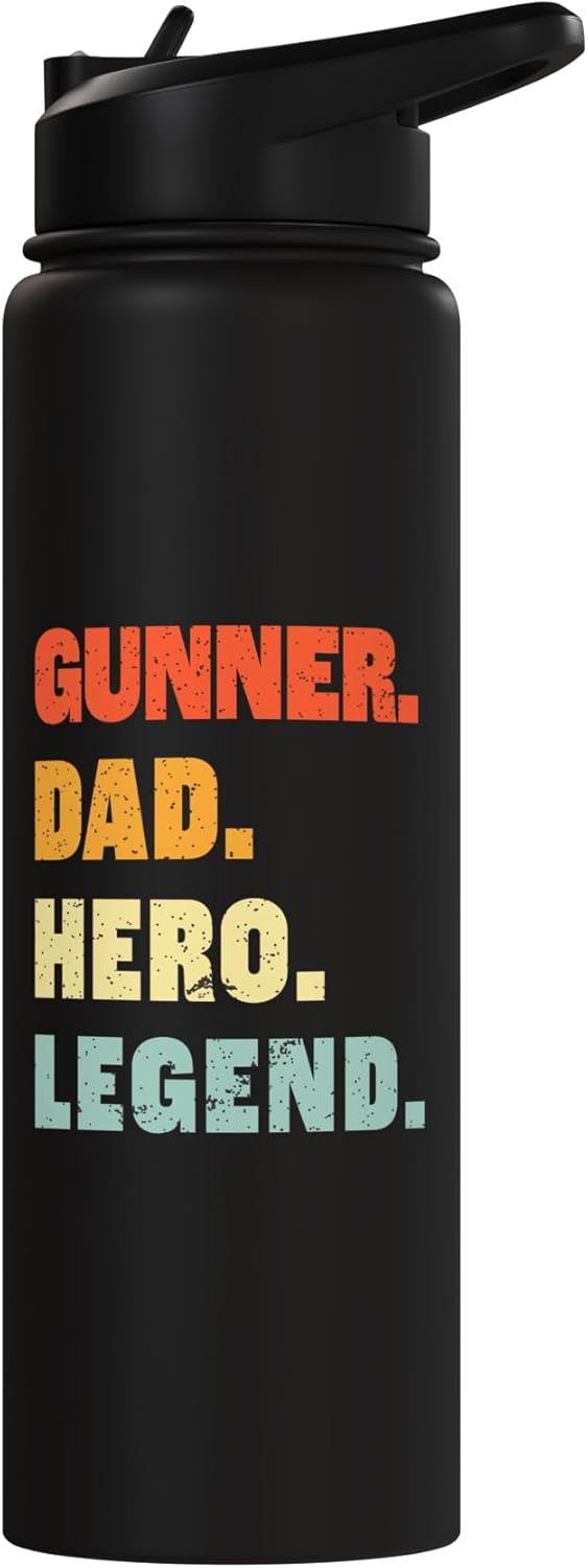 Botella de agua acero inoxidable personalizada para papá Gunner Dad Hero