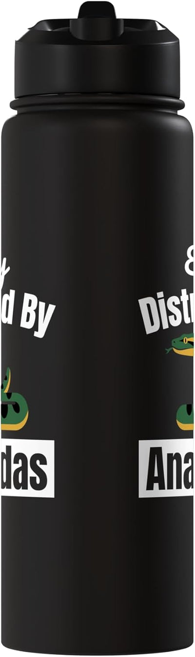 Botella agua acero inox aislada con serpiente anaconda