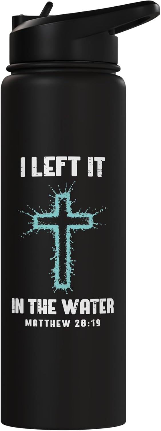 Botella de agua acero inoxidable aislada Cruz cristiana para adultos y niños
