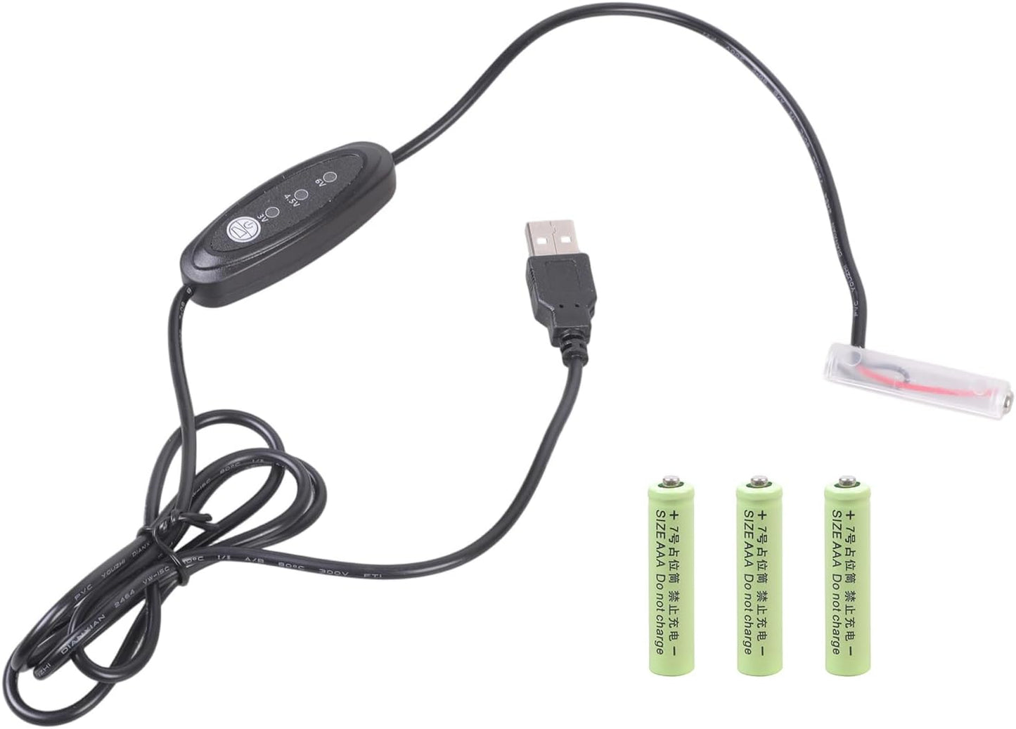 Convertidor USB a AAA 3V-6V 3A con cable