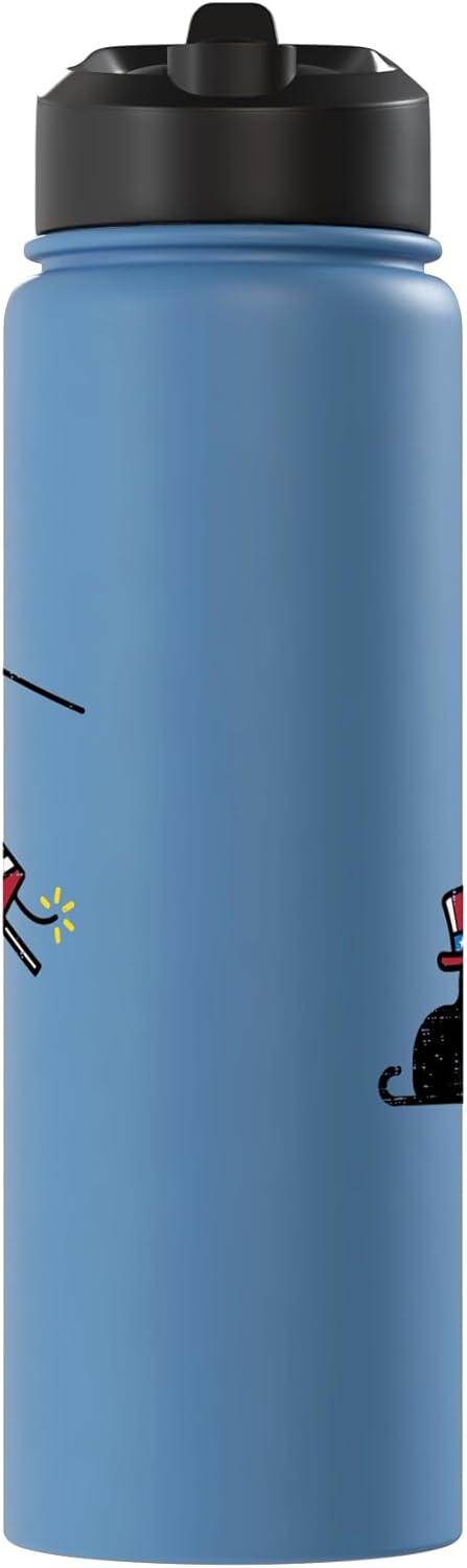 Botella de agua acero inoxidable bandera americana para mujer niña