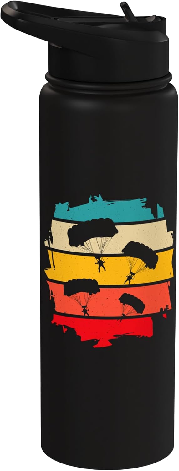 Bottella de agua aislada vintage skydiver sunset acero inoxidable