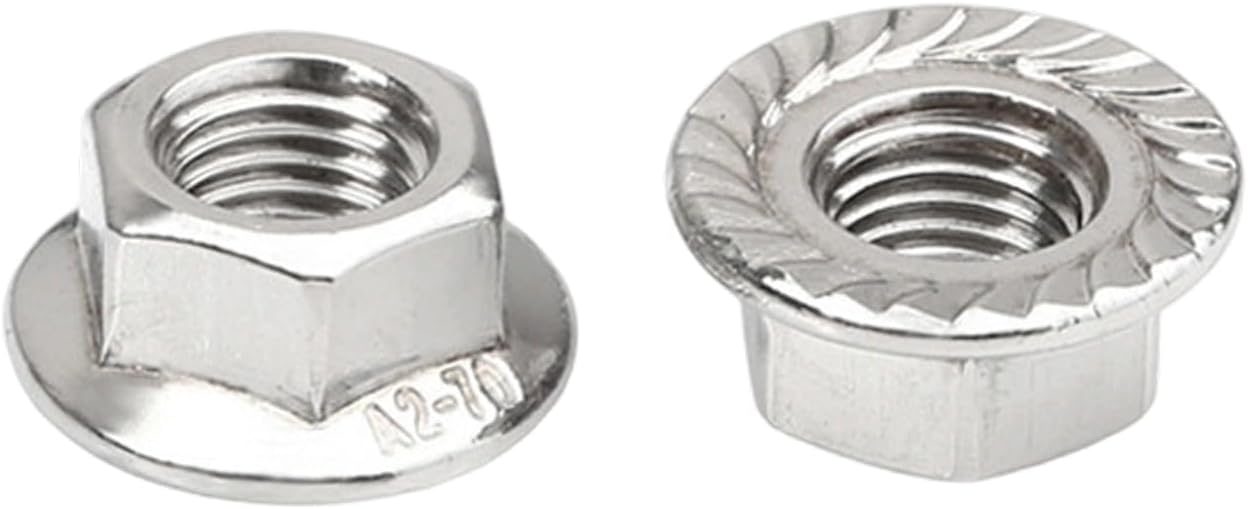 10 Tuercas Brida Dentadas Acero Inox 304 18-8 Hexagonales