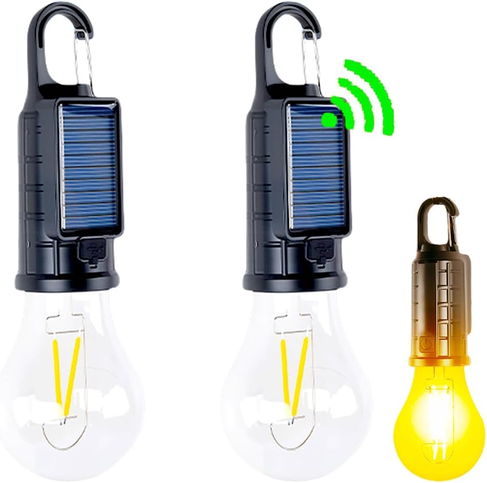 Linterna solar LED portátil para campamento con sensor