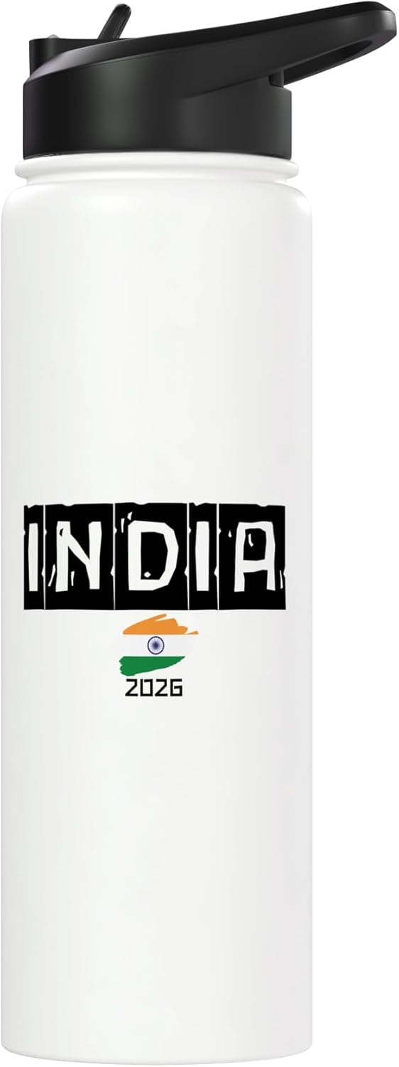 Botella agua aislada acero inox con bandera de viaje