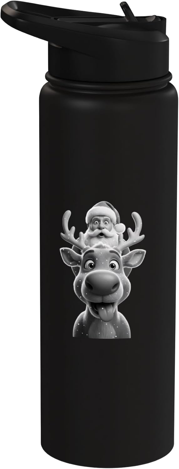 Botella agua acero inox aislada navidad cartoon