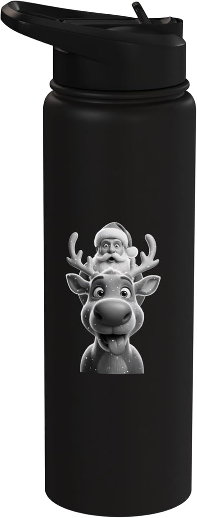 Botella agua acero inox aislada navidad cartoon