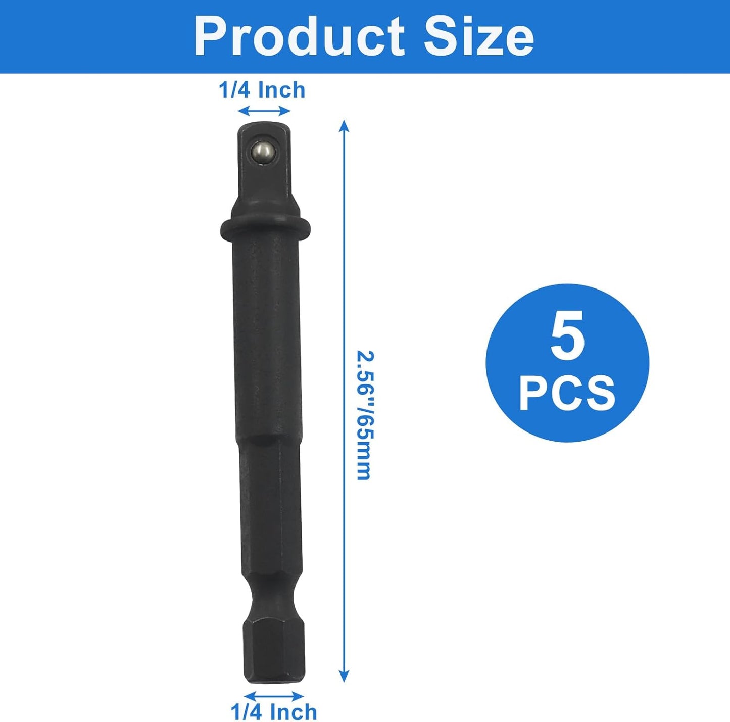 Kit 5 Adaptadores Enchufe 1/4 Negro para Bricolaje Automotriz