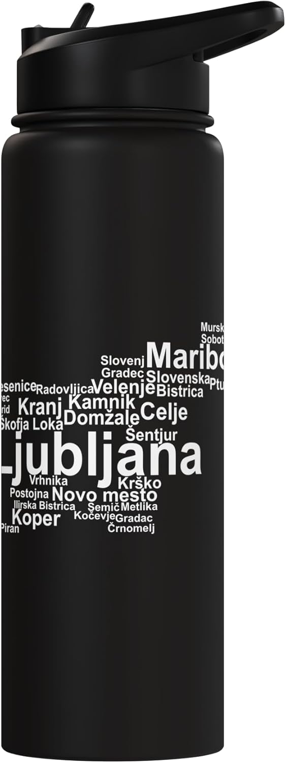 Botella agua acero inox aislada viaje Eslovenia