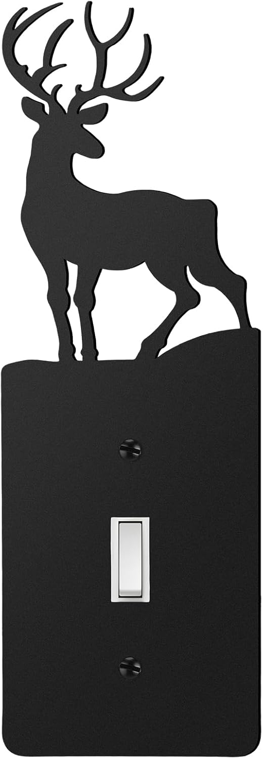 Cubiertas metal negro para placa interruptor alce árbol montaña