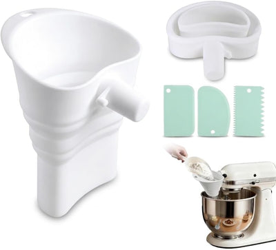 Embudo de harina plegable de silicona para KitchenAid con 3 raspadores