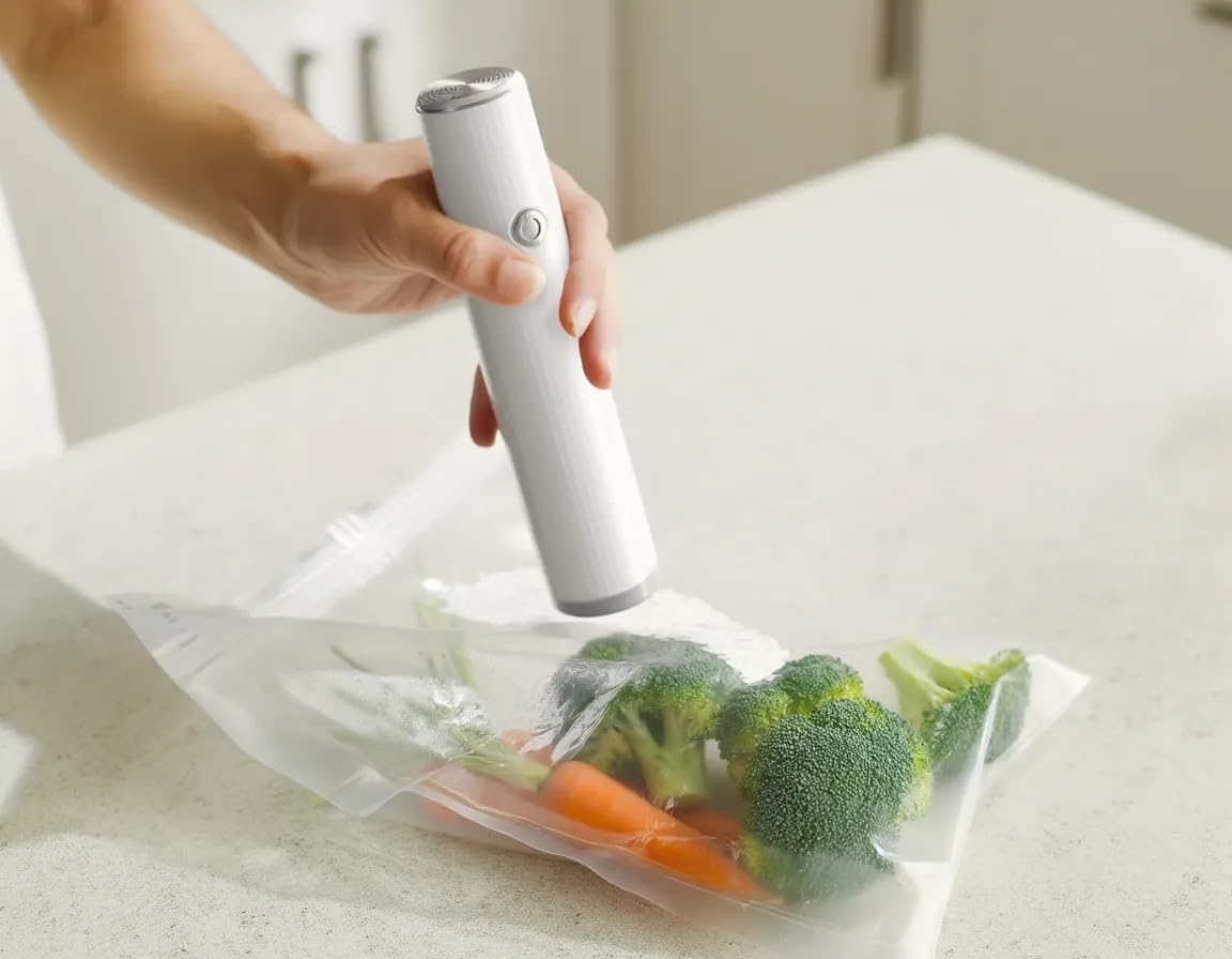 Sellador al vacío portátil con pantalla LED 30 bolsas reutilizables