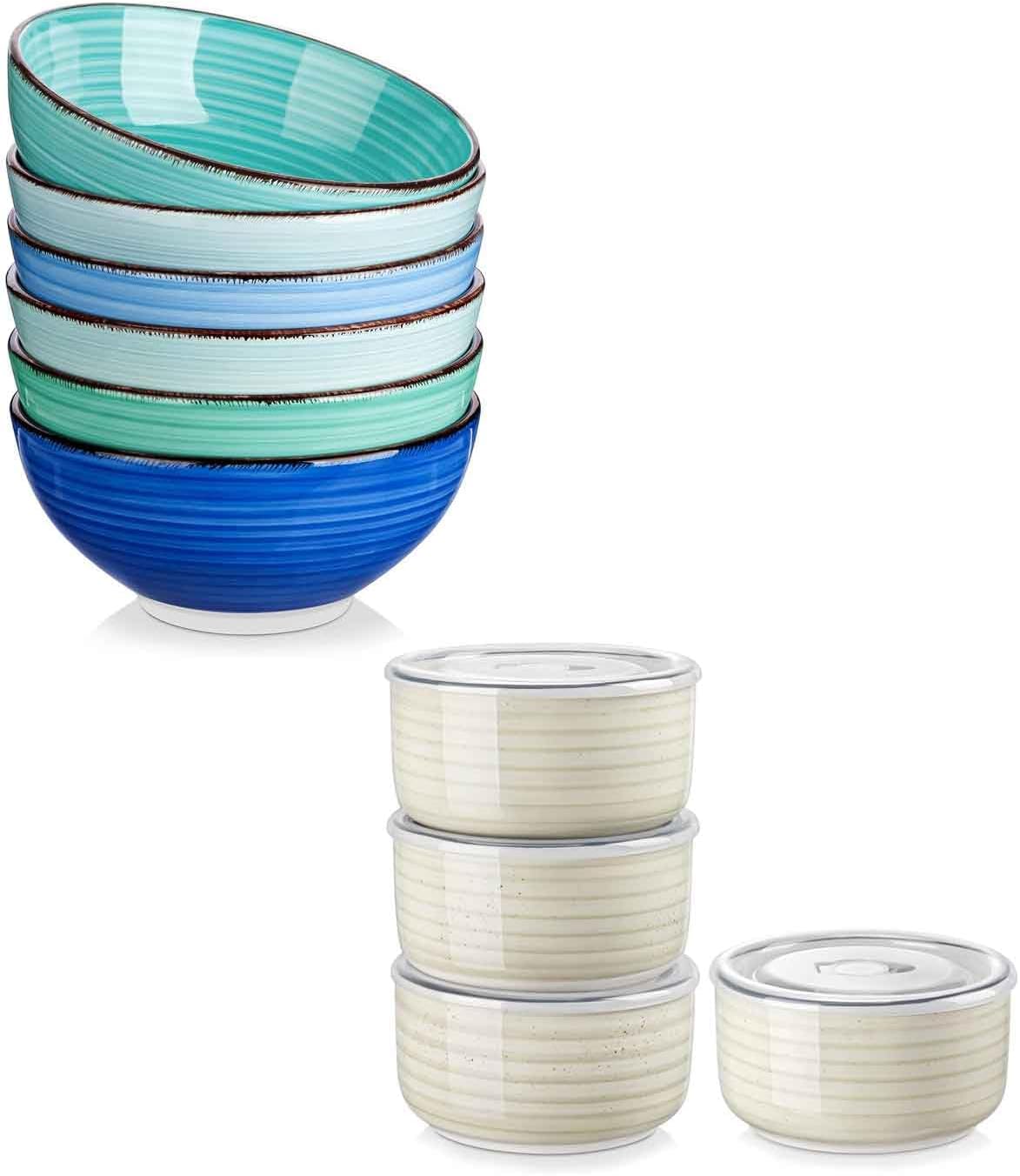 Set 6 Cuencos Cereales 27oz Con Tapas