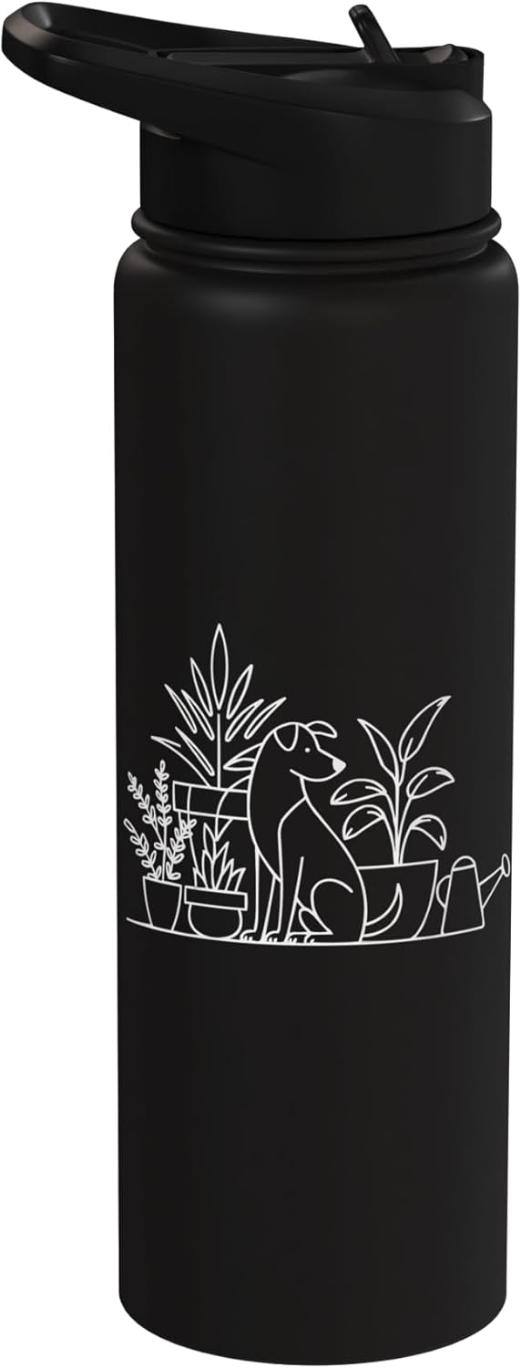 Botella de agua acero inoxidable aislada para perros amantes del jardín