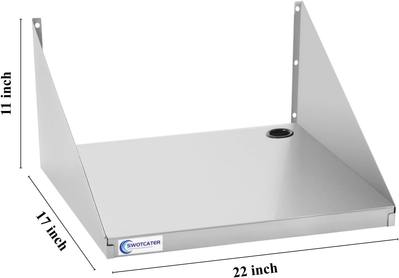 Estante acero inox para microondas 17x22pulg 190lb