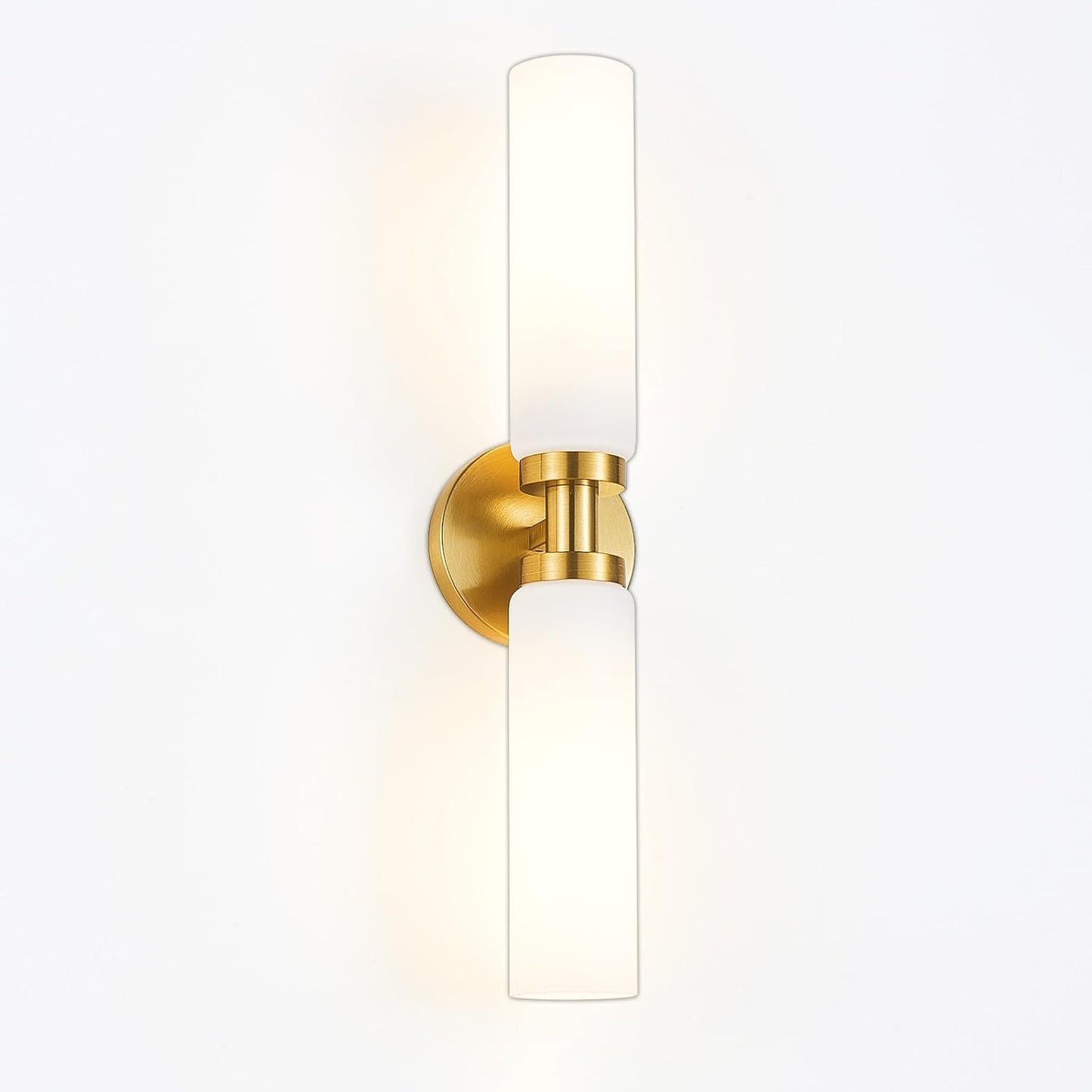 Lámpara baño latón cepillado dorado 2 luces sobre espejo