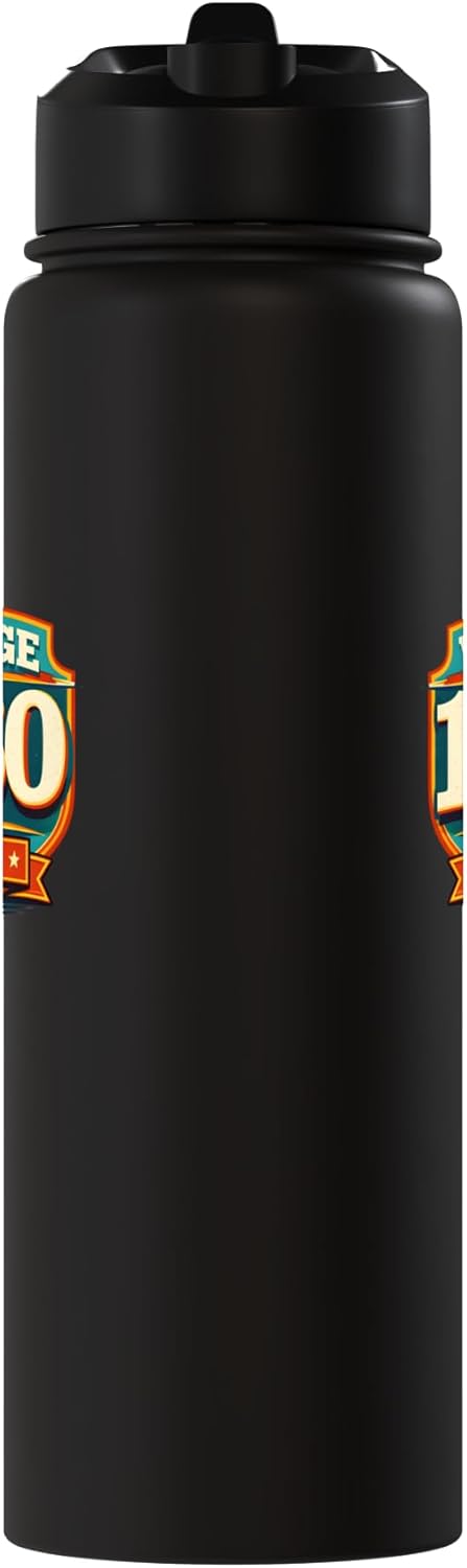 Botella de agua vintage estilo 60s acero inoxidable aislada