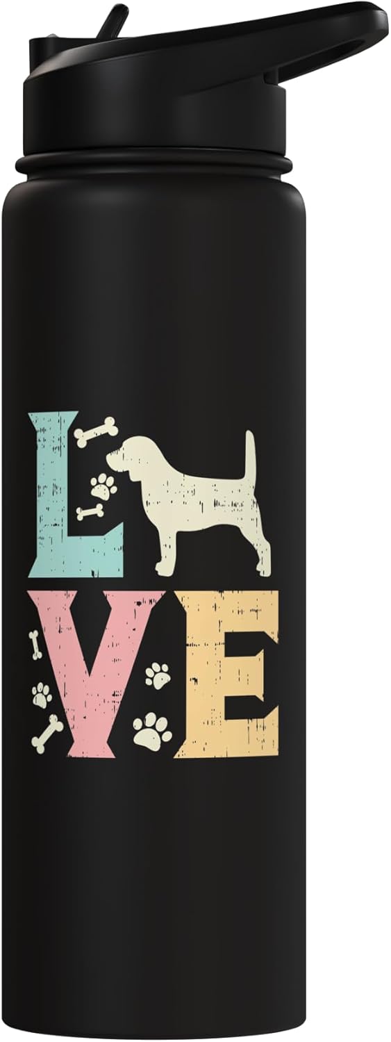 Botella de agua aislada de acero inoxidable regalo para amantes de perros