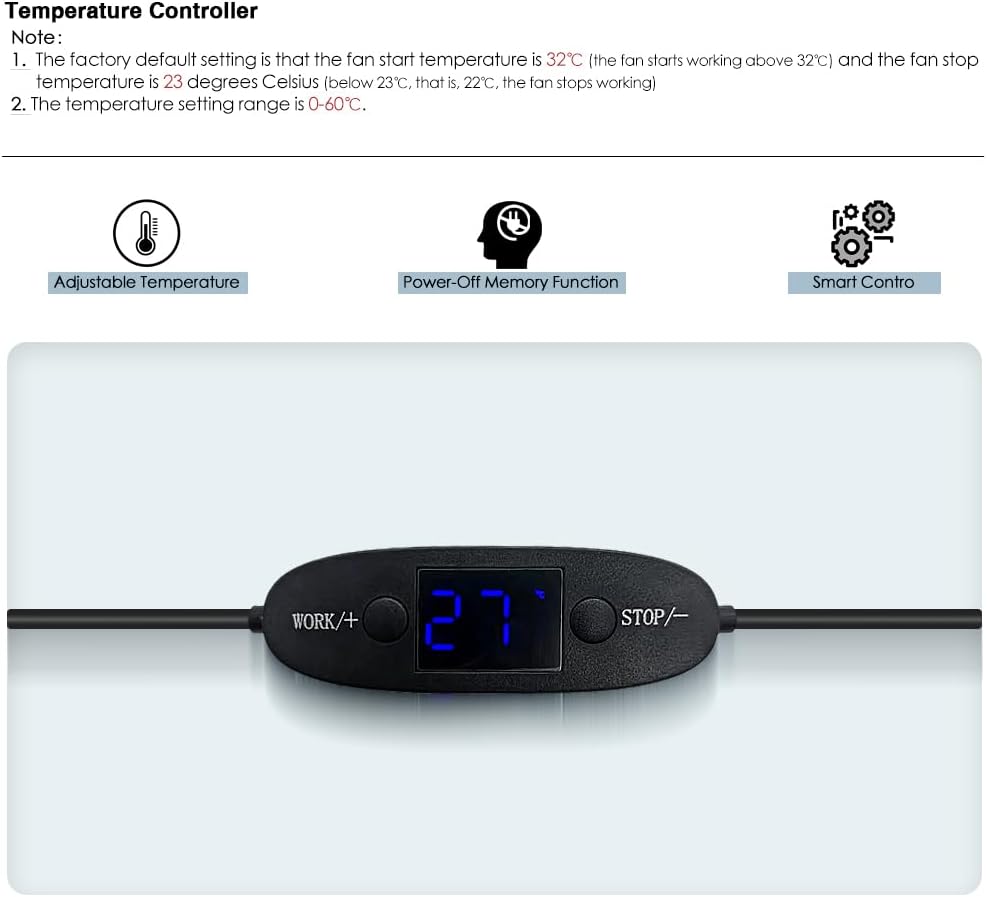 Enchufe USB termostato 32-140°F sonda magnética ventilador