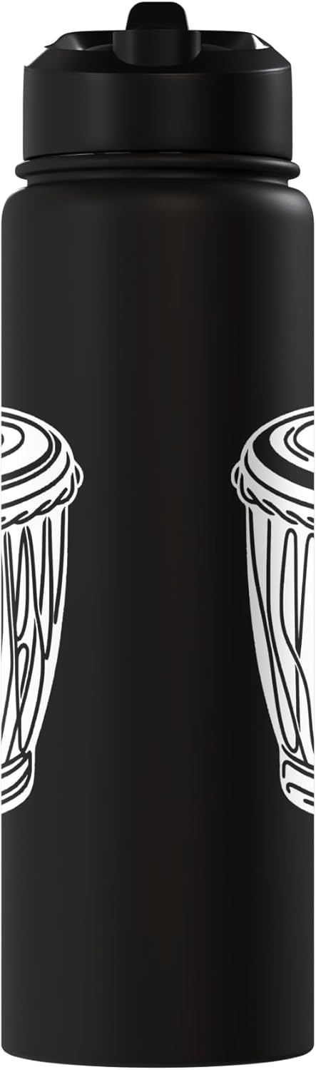 Botella de agua aislada de acero inoxidable Djembe Line Art Musician
