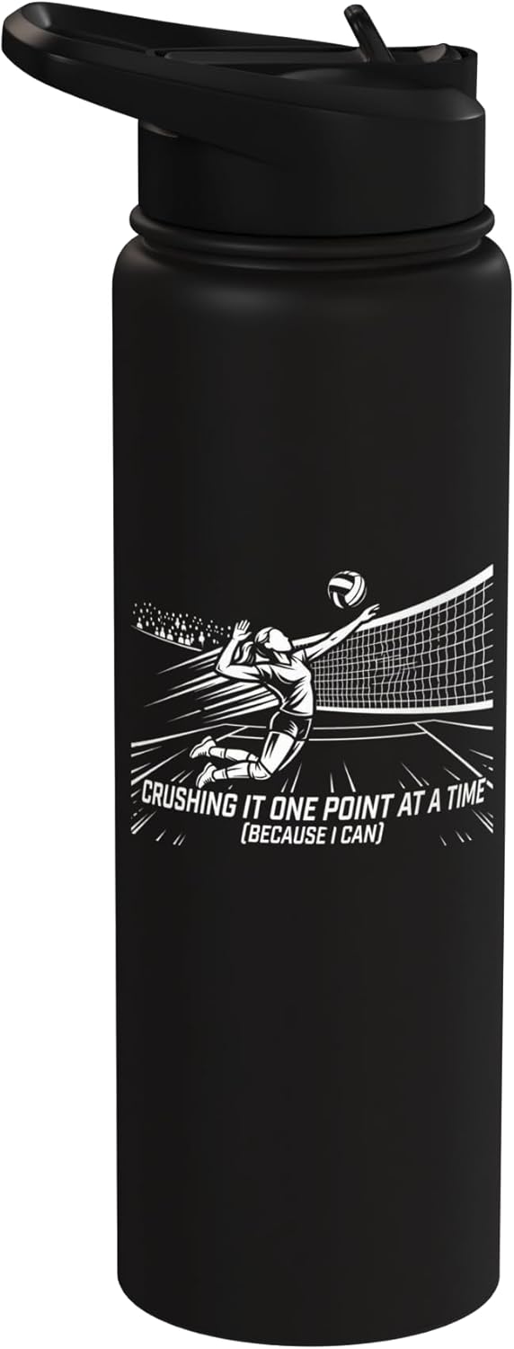 Botella de agua acero inoxidable aislada meme spiker volleyball