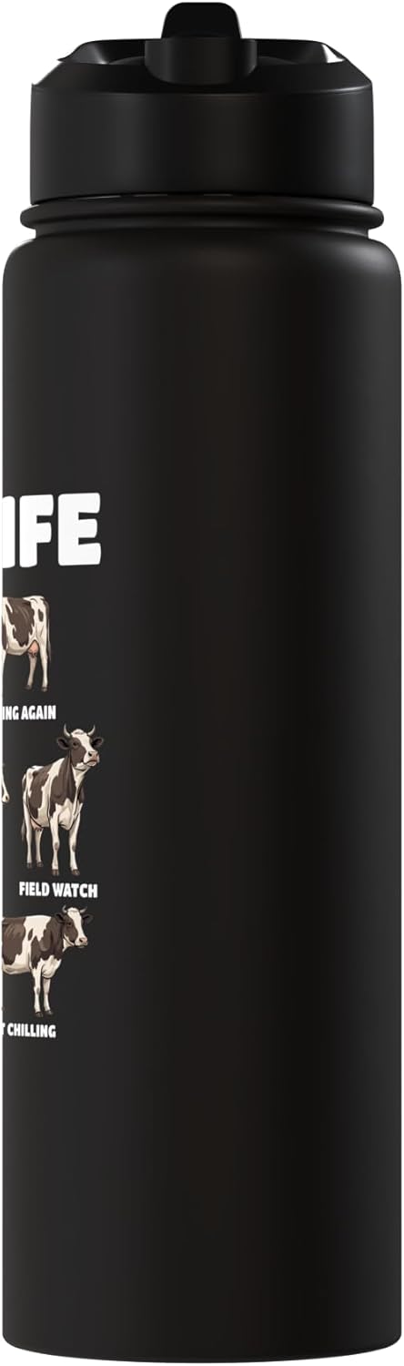 Botella agua acero inox aislada amante vacas