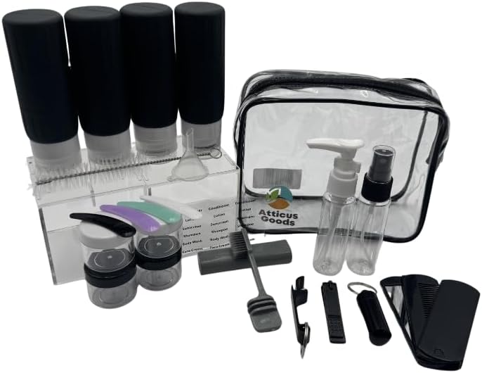 Set 23 Pzas Recipientes Viaje Botellas Compactas Tocador con Bombas