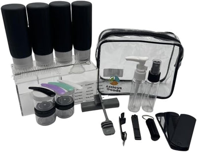 Set 23 Pzas Recipientes Viaje Botellas Compactas Tocador con Bombas