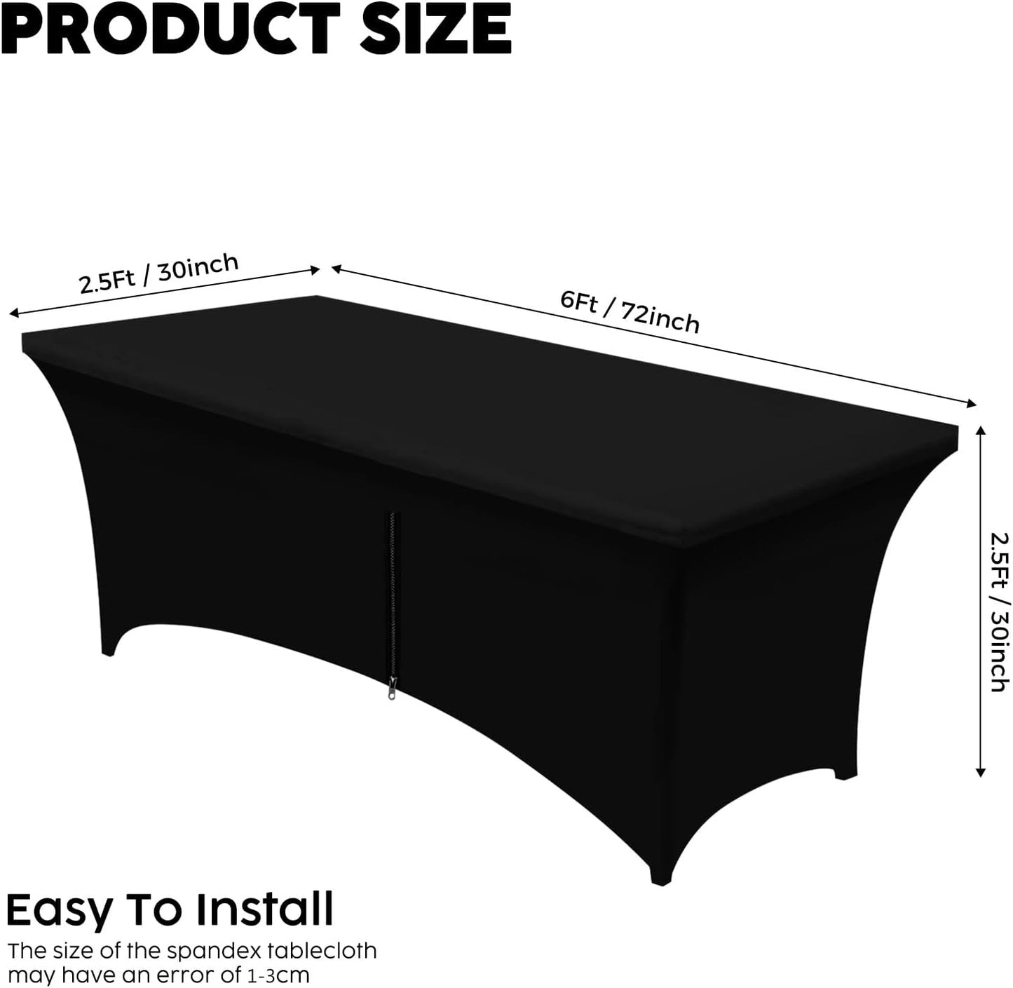 Mantel ajustable de elastano con cremallera rectangular sin arrugas para fiestas bodas y banquetes color negro