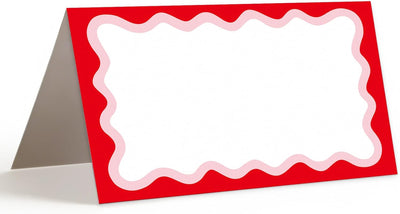 Tarjetas de lugar con ondas rojas y rosas para bodas, cumpleaños y fiestas 3 x 4.6 pulgadas