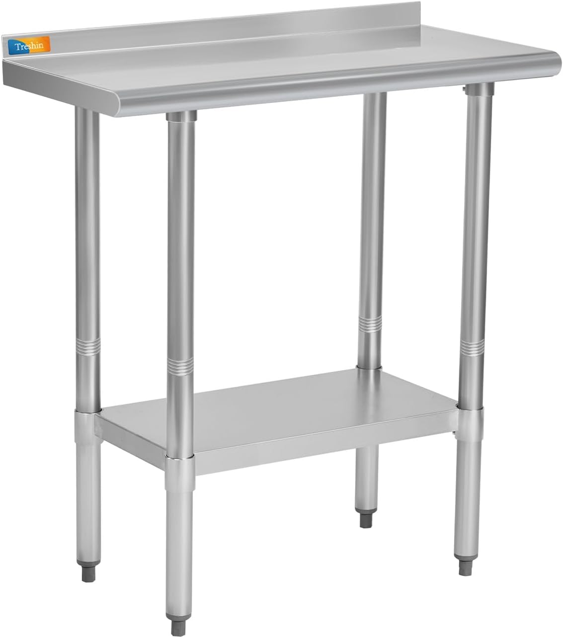 Mesa acero inox 18x30pulg con estante y proteccion salpicaduras
