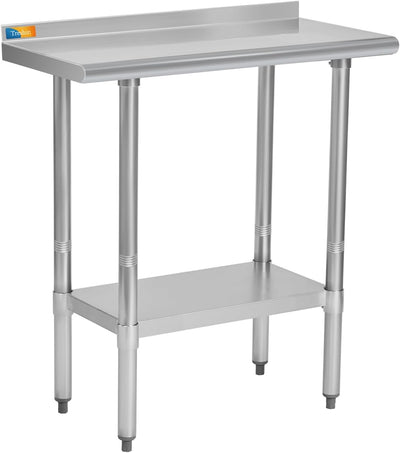 Mesa acero inox 18x30pulg con estante y proteccion salpicaduras