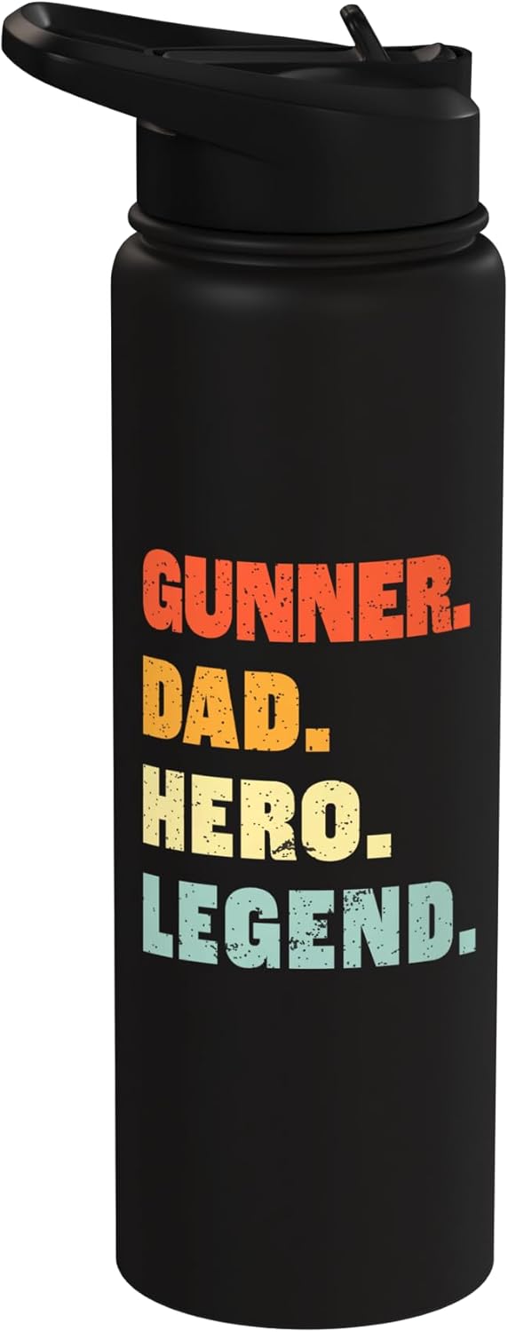 Botella de agua acero inoxidable personalizada para papá Gunner Dad Hero