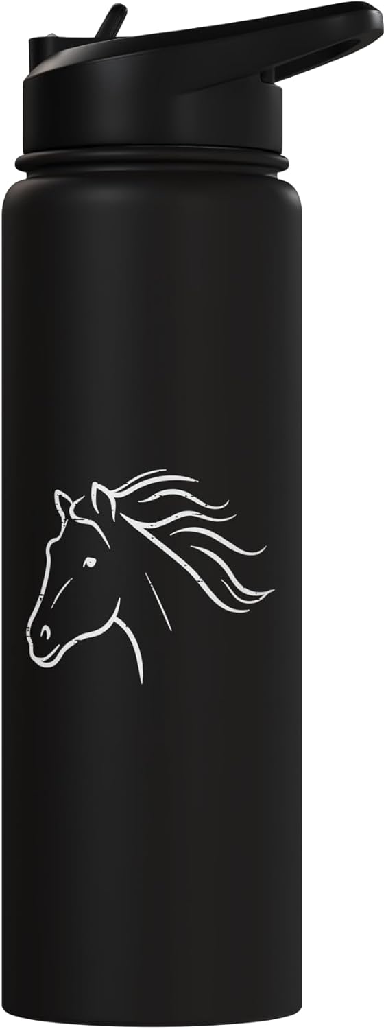 Bottella de agua aislada estampado caballo acero inoxidable
