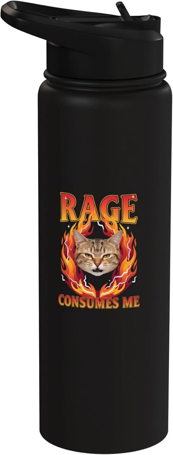 Botella agua acero inox aislada meme gato sarcástico
