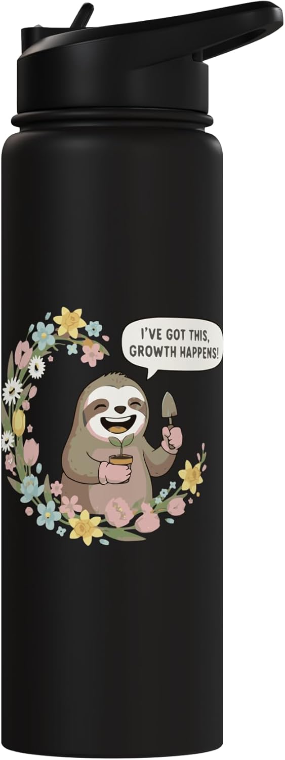 Botella agua acero inox aislada con diseño sloth