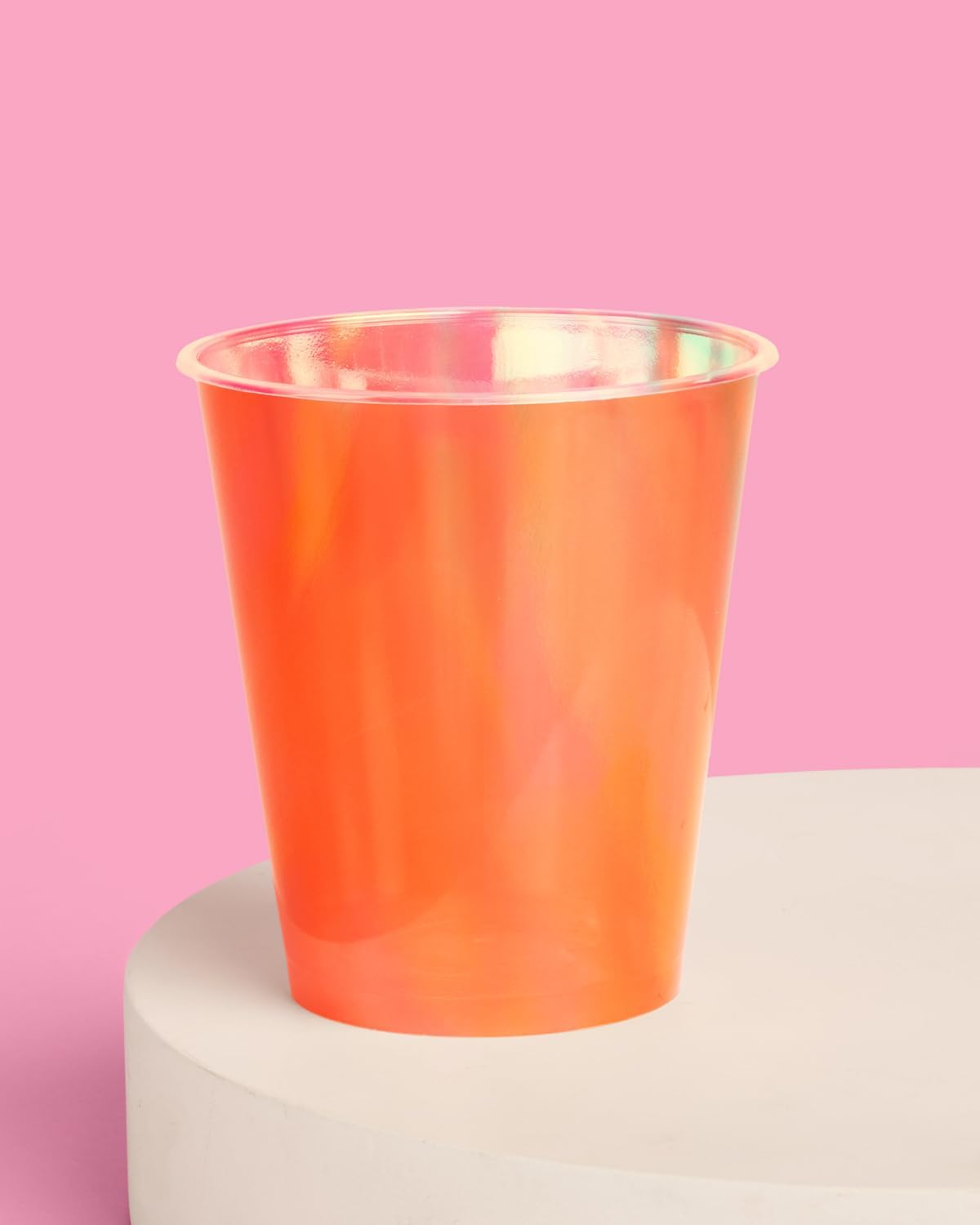 Vasos iridiscentes naranjas Fetti 16 unidades para fiestas