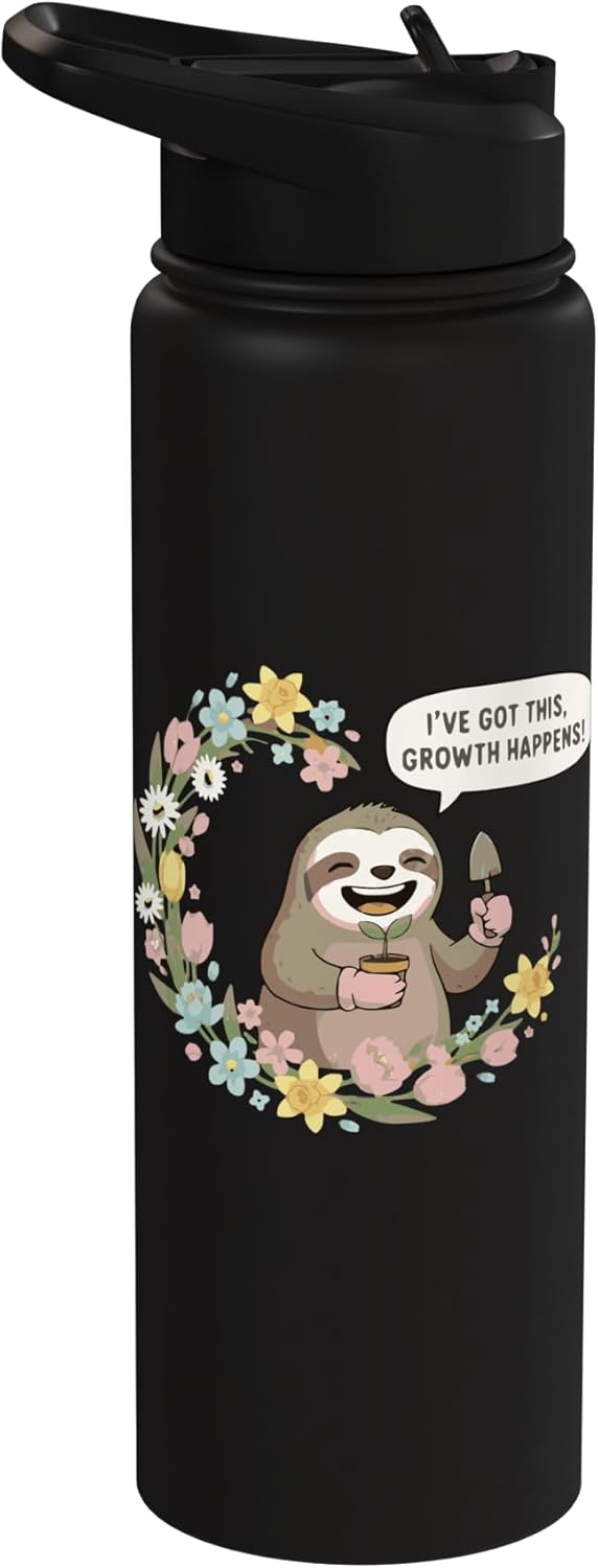 Botella agua acero inox aislada con diseño sloth