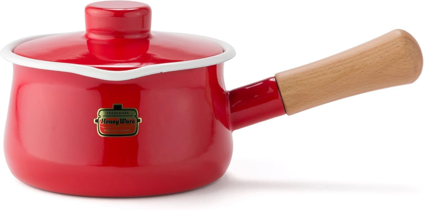 Sartén leche con tapa 5.9pulg esmalte duradero rojo