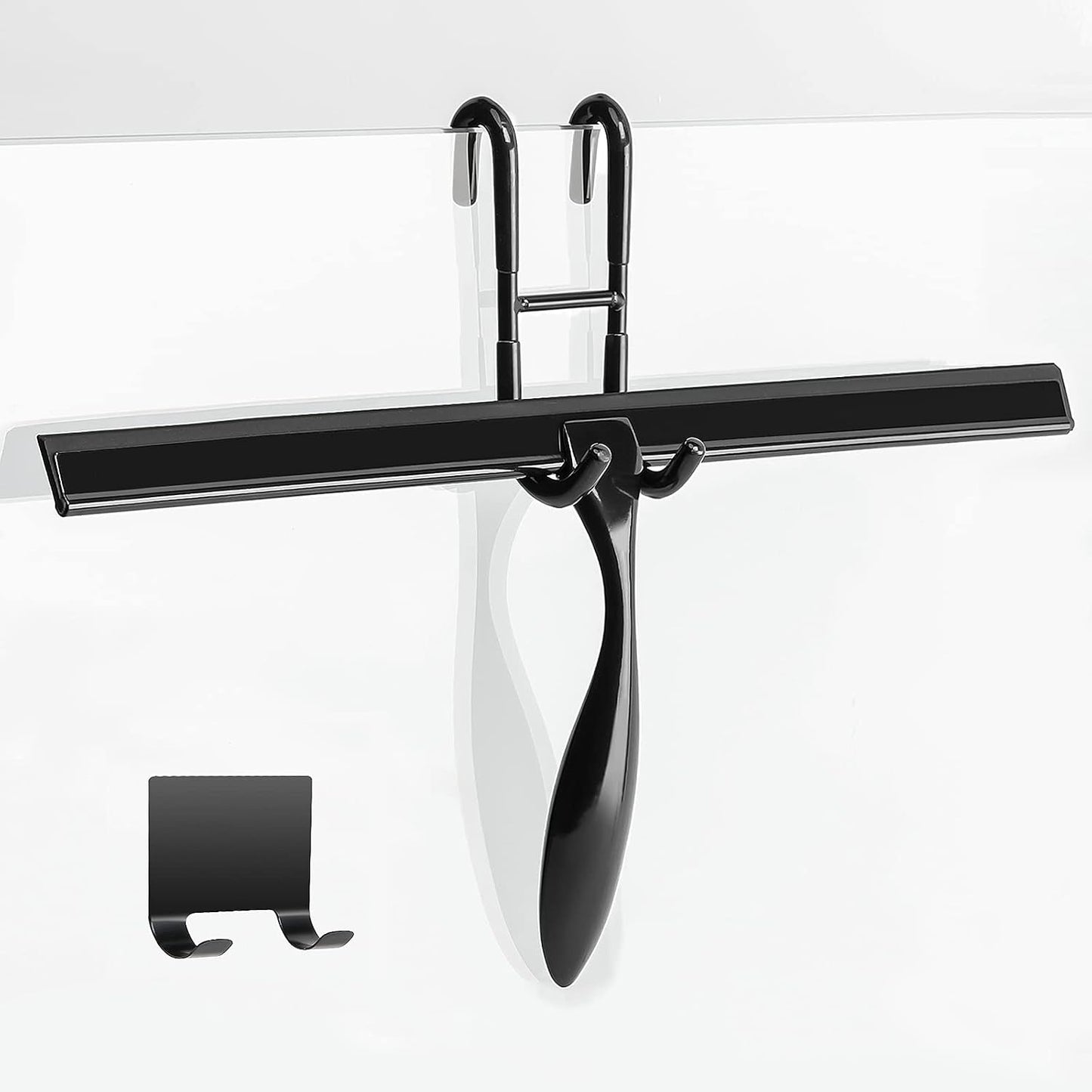 Juego escobilla ducha 14pulg con gancho puerta negro