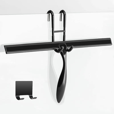 Juego escobilla ducha 14pulg con gancho puerta negro
