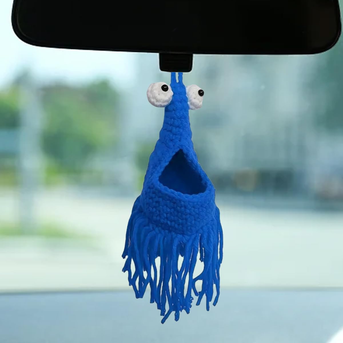 Colgante Alienígena Yip Yip Espejo Coche Crochet Azul