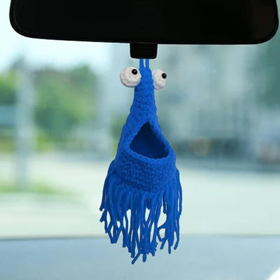 Colgante Alienígena Yip Yip Espejo Coche Crochet Azul