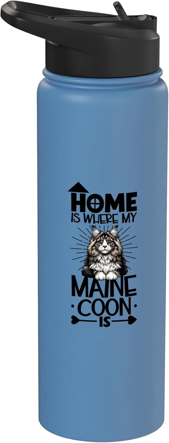 Bottella de agua aislada para gato Maine Coon de acero inoxidable